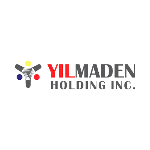 Yılmaden Holding logosu, kırmızı, sarı, mavi ve siyah renklerle